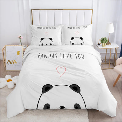 Housse de couette 140x200 garçon motif panda mignon sur lit