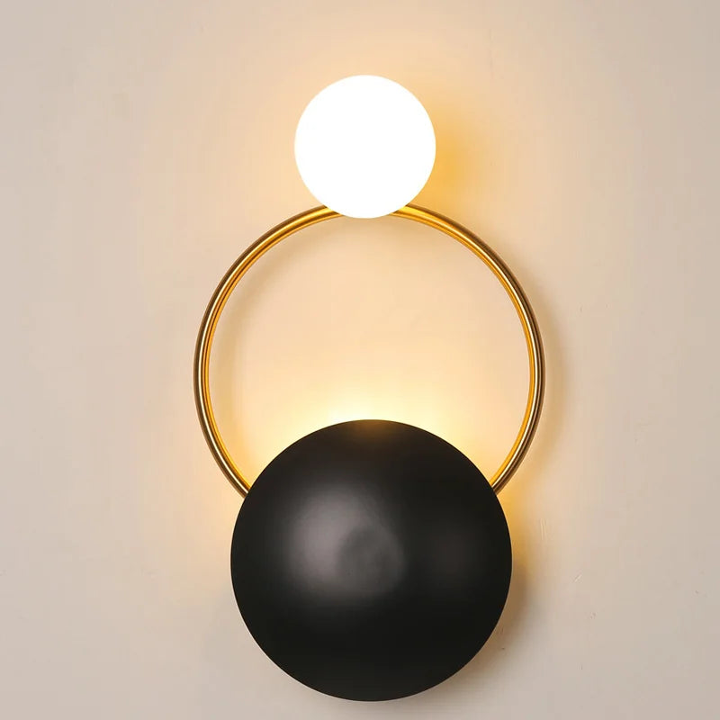 lampe murale moderne noir doré sources G4 cuisine chambre entrée 26x45cm