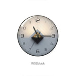 horloge murale moderne abstraite géométrique unique verre transparent aiguille quartz or gris bleu marine