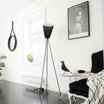 lampe sol bois moderne noir conique mat haut bas toucher interrupteur led 165cm