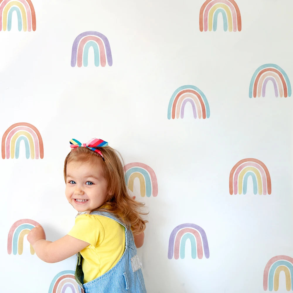 stickers muraux arc ciel multicolores enfants decoration moderne vinyle