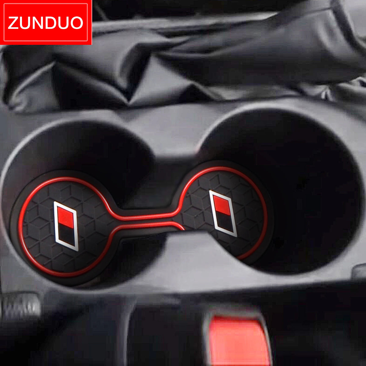porte verre voiture sport adhésif noir rouge hexagone logo tapis coupe antidérapant pvc