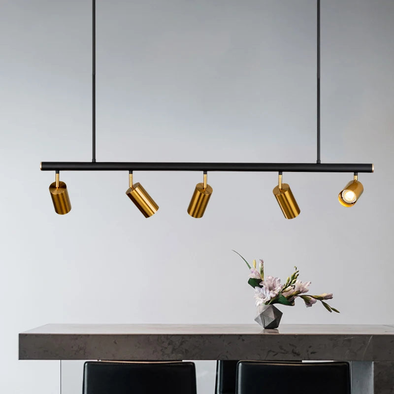 suspension lumineuse moderne noir doré tête brillante métal poli minimaliste