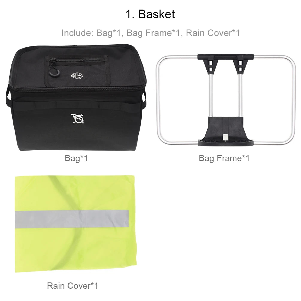 sacoche vélo étanche noir tissu mat minimaliste fixations métal pannier brompton dahon