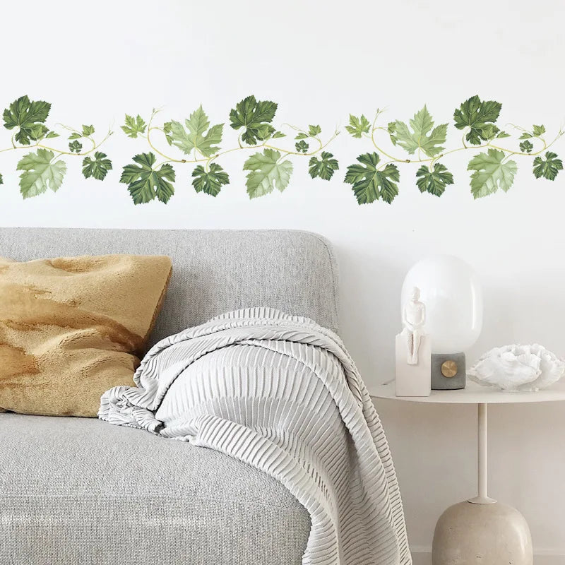 autocollants muraux feuilles vigne vert clair rustique décoration intérieure moderne chambre salon résistants eau
