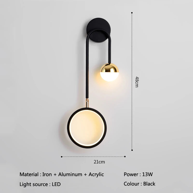 lampe murale moderne noire dorée éclairage cuisine chambre entrée 249lm 5m²