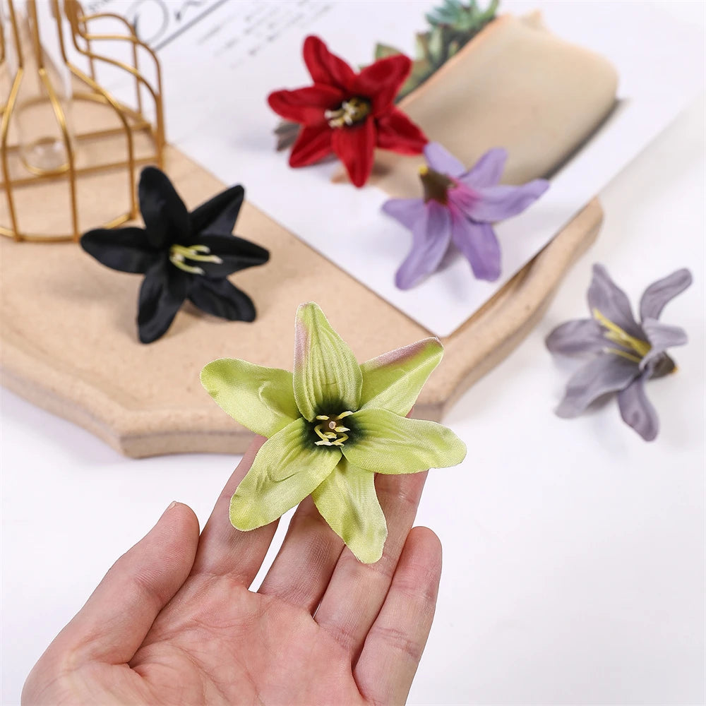 fleurs artificielles lys multicolore decoration mariage anniversaire intérieur moderne vert rose violet