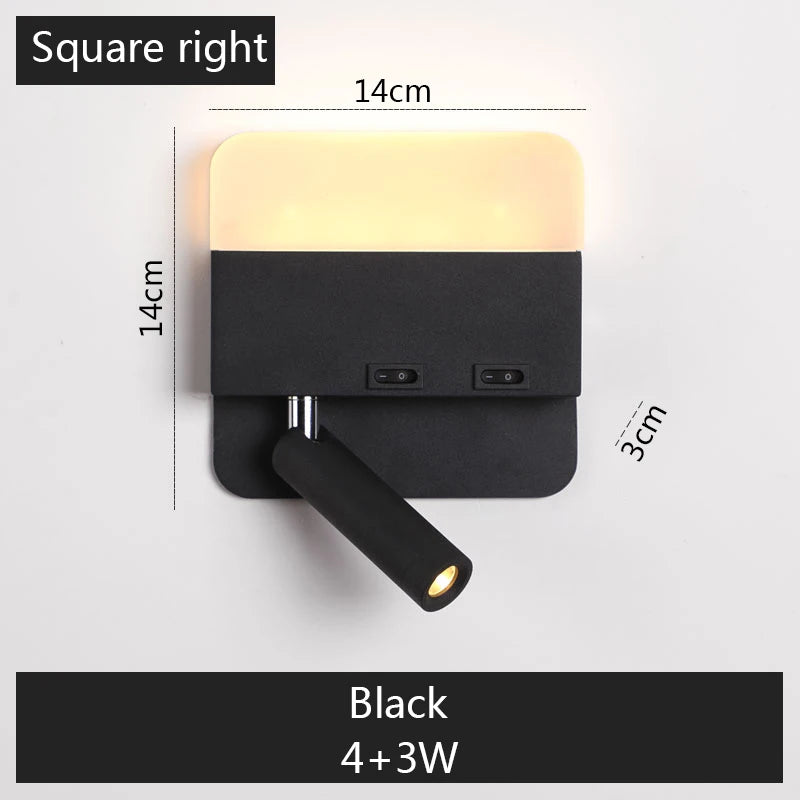 lampe murale moderne LED noir blanc interrupteurs éclairage quotidien chambre cuisine salle manger entrée