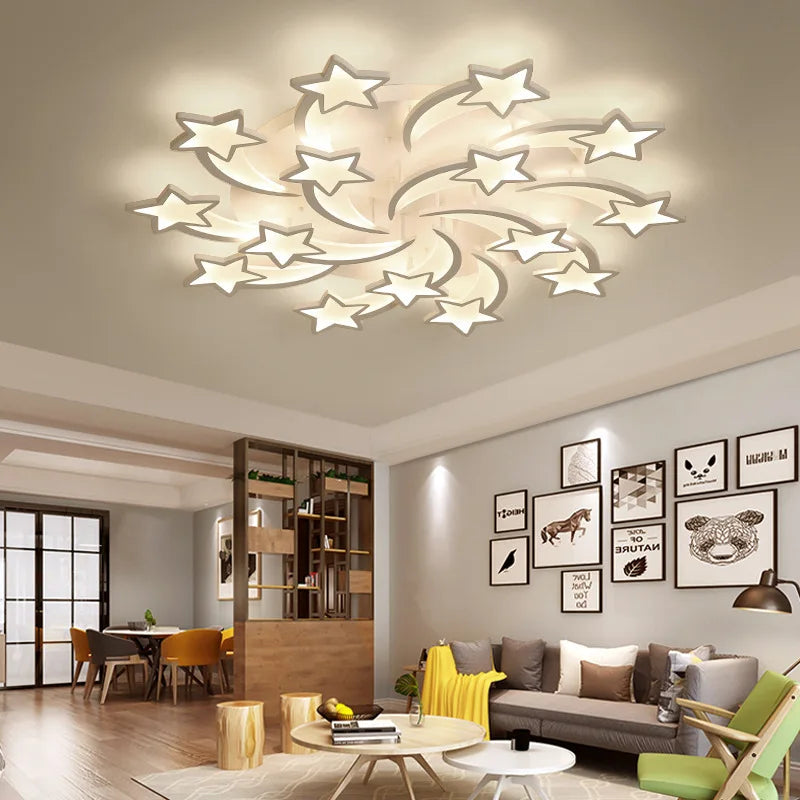 plafonnier led moderne étoiles blanc nordique luminaire intérieur salon chambre couloir