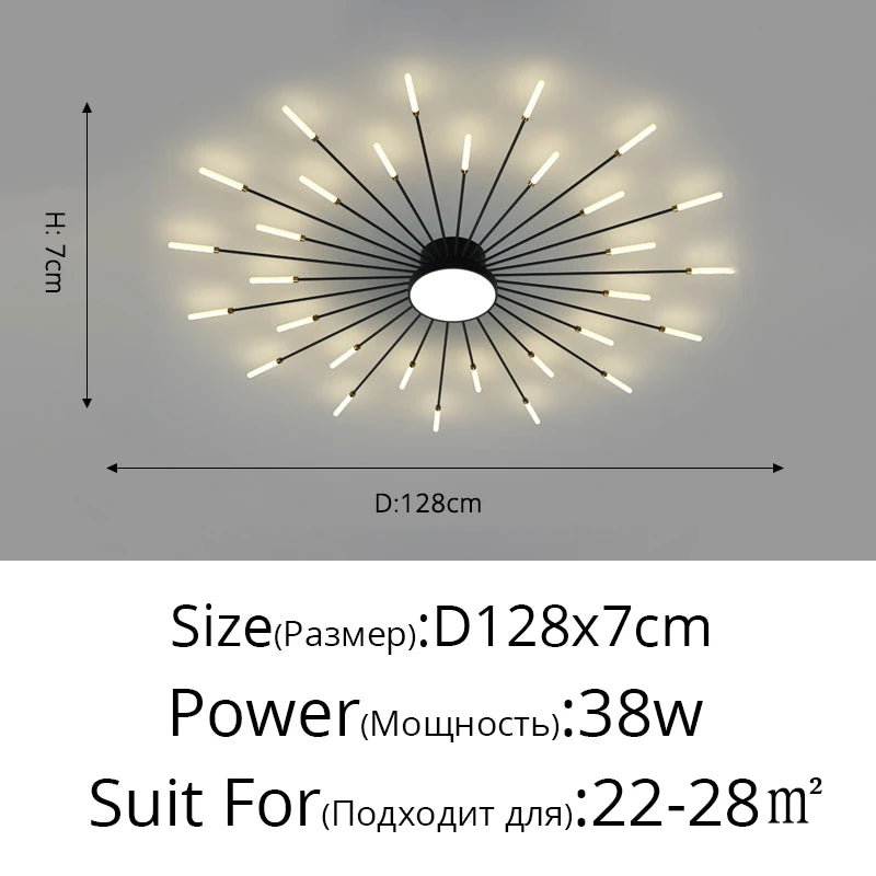 plafonnier moderne or noir lumineux acier alimentation électrique flux lumineux élevé chambre salon