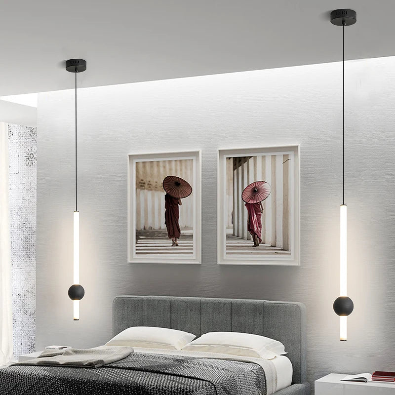 lampe suspendue moderne ampoule led noir blanche sphère lumineuse minimaliste chambre coucherDecoration