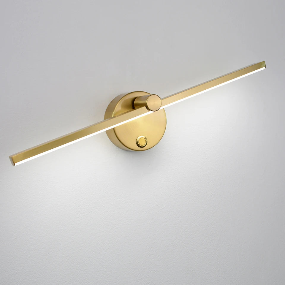 applique murale led moderne or noir blanc fixée mur interrupteur 41cm 8cm