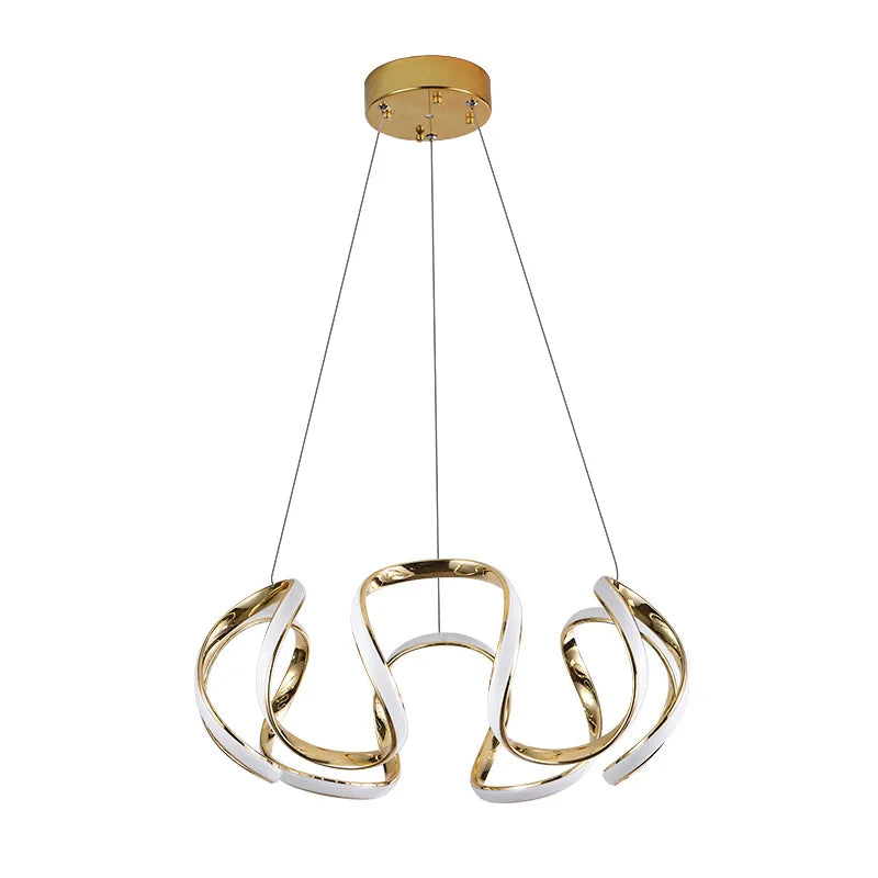 suspension lumineuse or blanc spirales élégante contemporaine plafonnier chaînes LED moderne