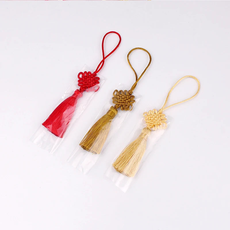 nœuds chinois pompons 5cm 2pcs rouge beige doré bleu marine vert artisanal décoration intérieure
