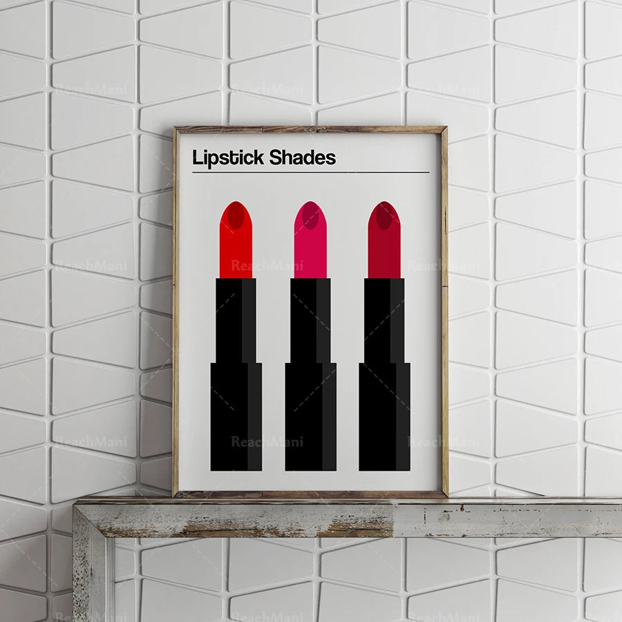 décoration murale rouge minimaliste toile abstraite rouge lèvres maquillage impression toile vertical scandinave affiche