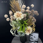 Bouquet artificiel dandelins soie orange blanc moderne décoration maison mariageintérieur