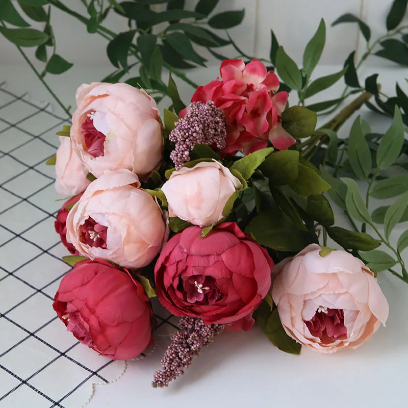bouquet fleurs artificielles pivoine romantique intérieur décoration maison anniversaire mariage baby shower
