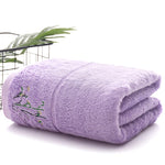 serviettes bain fibre bambou séchage rapide broderie classique rose blanc violet vert