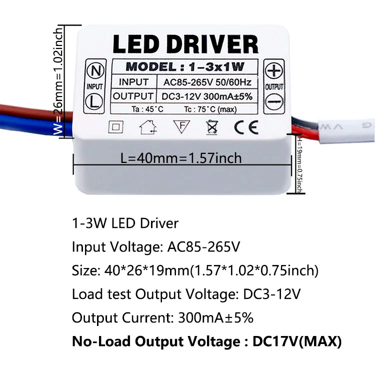pilote led 300ma 120v 240v 3w 5w 7w 12w 18w 25w 36w alimentation ac90v