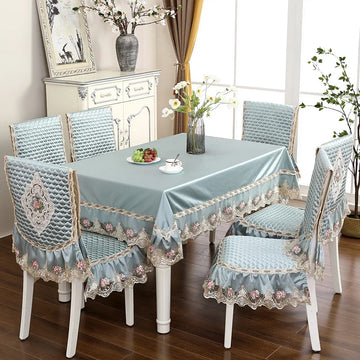 nappe rectangulaire brodée housses chaise élégantes imperméables polyester coton rose pâle bleu clair beigeclair