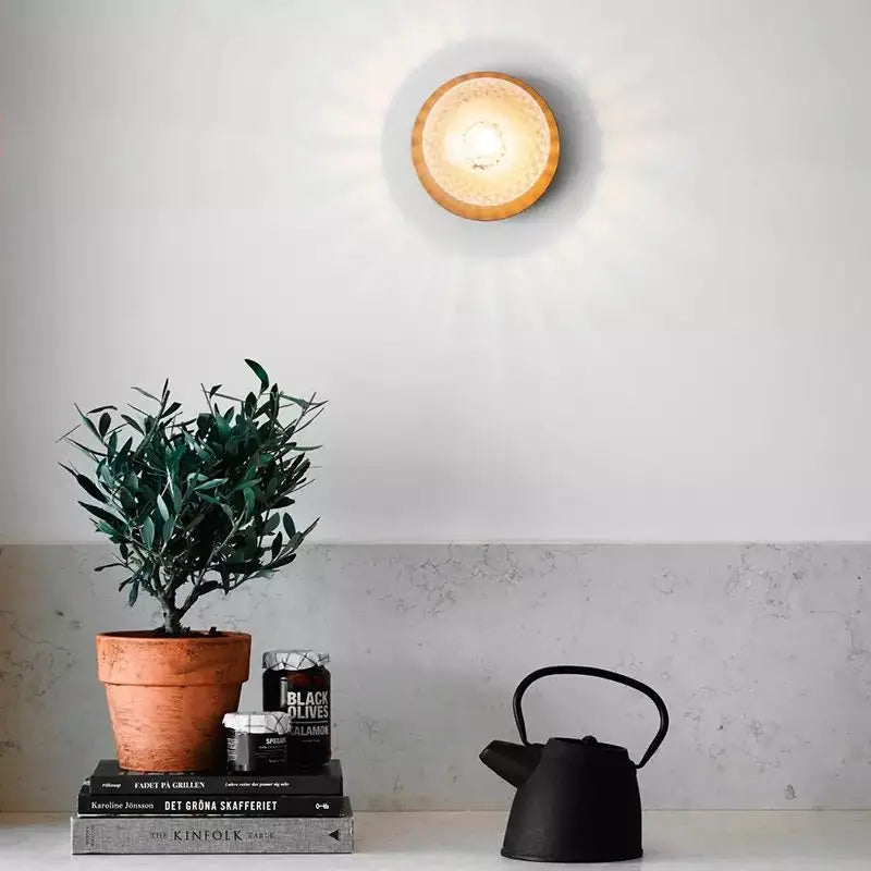 luminaire mural moderne verre texturé or blanc ampoule led éclairage cuisine chambre minimaliste