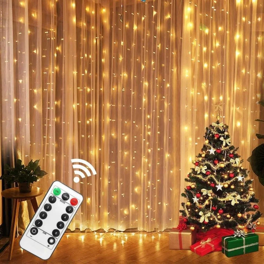 guirlande lumineuse rideau led decoration noel maison salon blanc multicolore telecommande usb