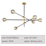suspension lumineuse moderne noir doré sphères translucides led géométrique scandinave