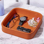 plateau rangement cuir orange grained moderne articles divers respectueux environnement 20cm 20cm 4.5cm