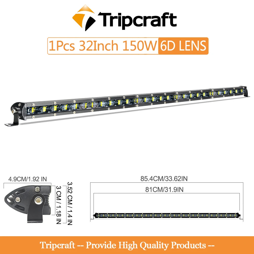 barre lumineuse led noire moderne 13 20 25 32 inches clips ip68 combo beam