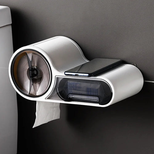distributeur papier toilette rangement accessoires adhésif moderne blanc minimaliste
