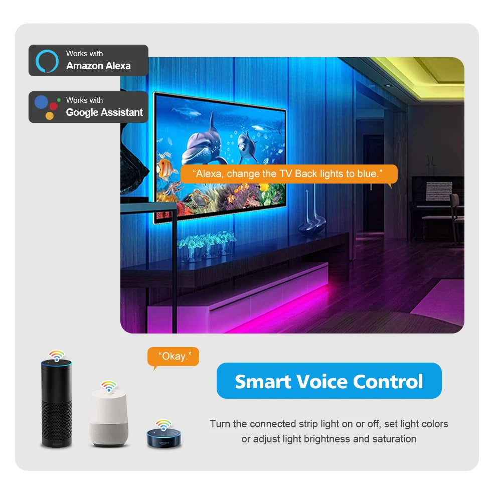 ruban led bleu violet noir adhésif smd rgb moderne télévision enceintearrière