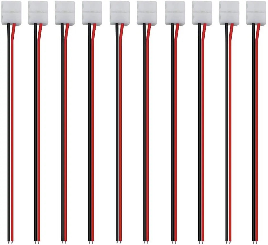 connecteur ruban led clip blanc rouge noir plat lisse basse tension smd 3528 5050