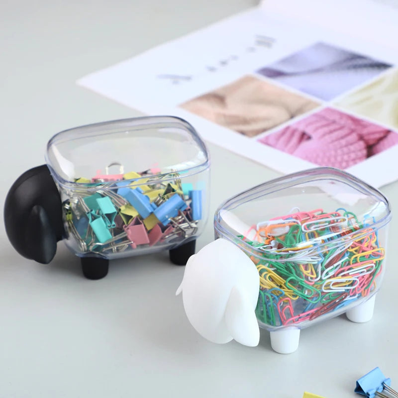 boîte rangement coton tige mouton moderne blanc noir anti poussière portant pinces papier