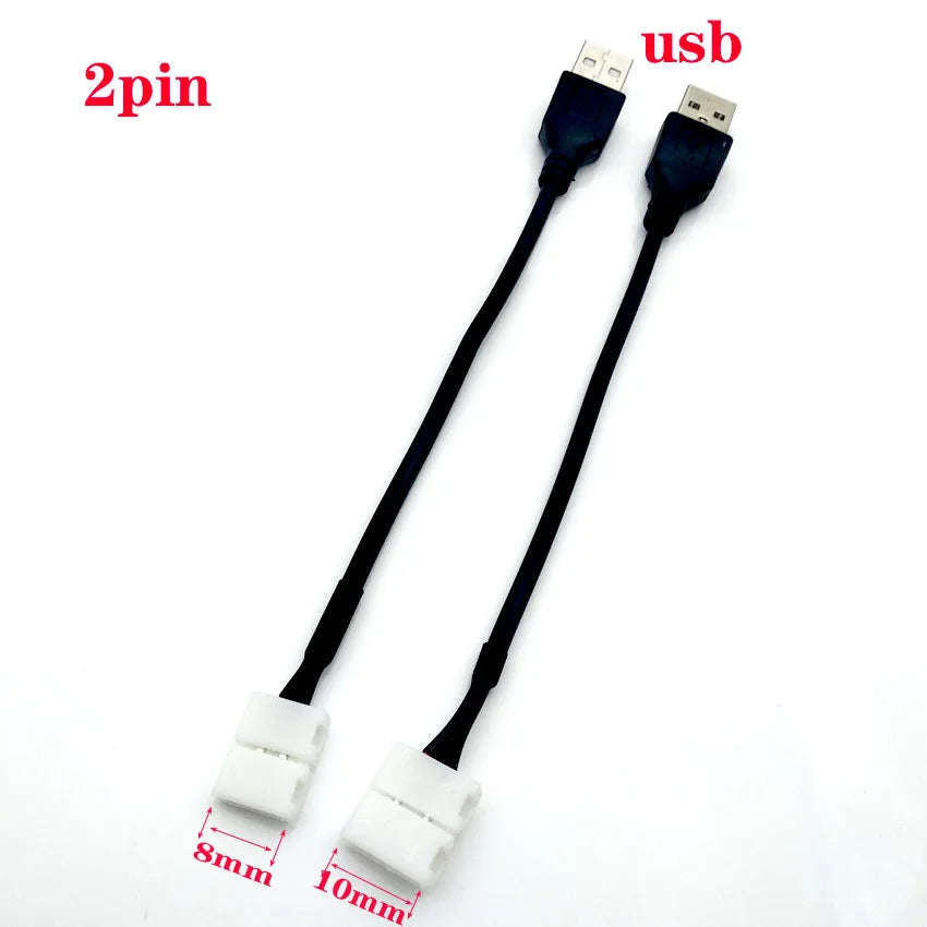 câble usb led 8mm 10mm 30pièces connecteur adhésif noir plat moderne