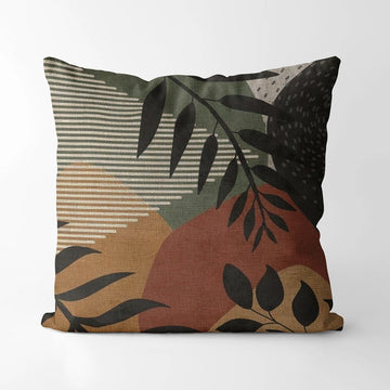 coussin décoratif carré motif feuilles tropicales abstrait beige moderne lit salon chaise voiture