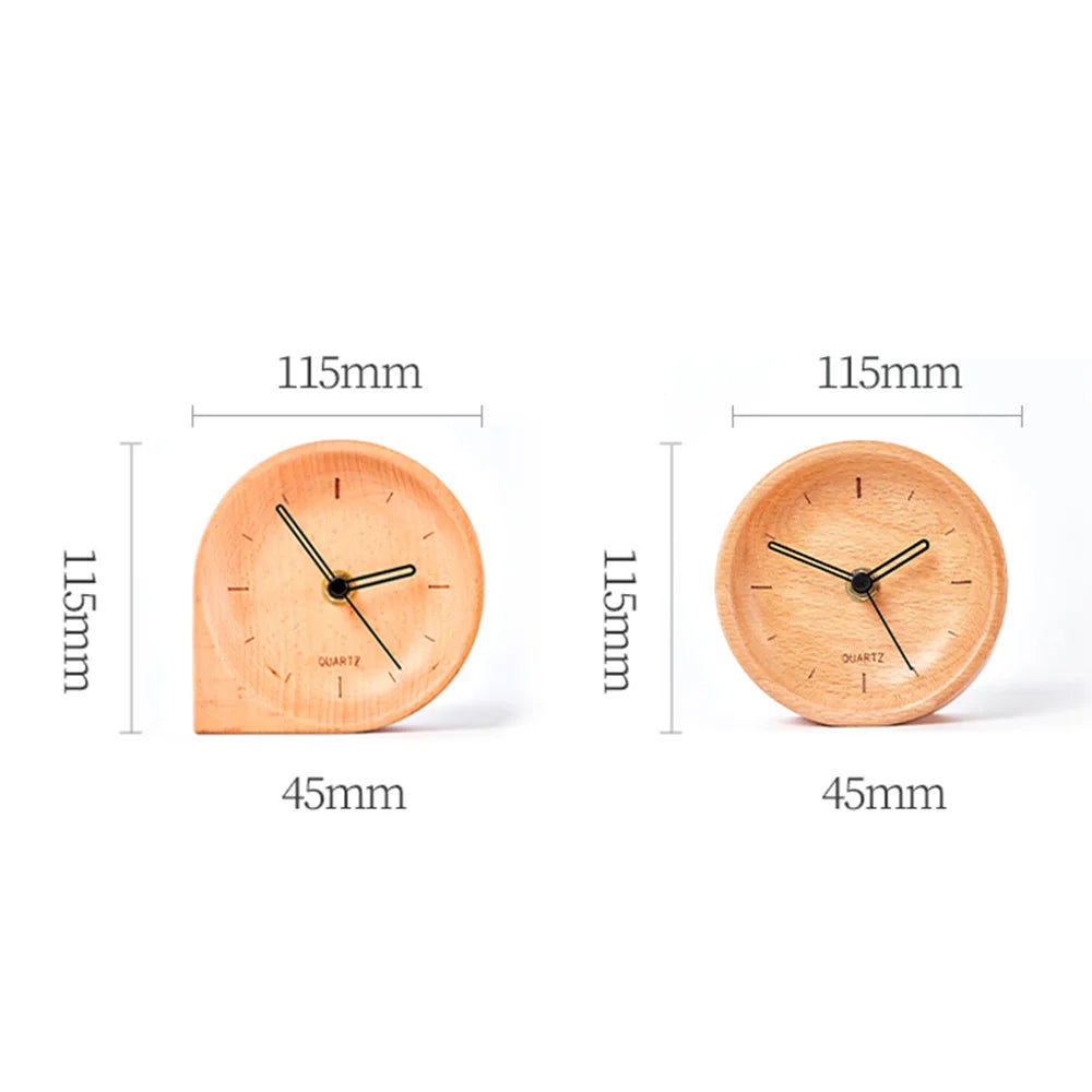 horloge table bois naturel clair grain minimaliste 115mm diamètre 45mm hauteur