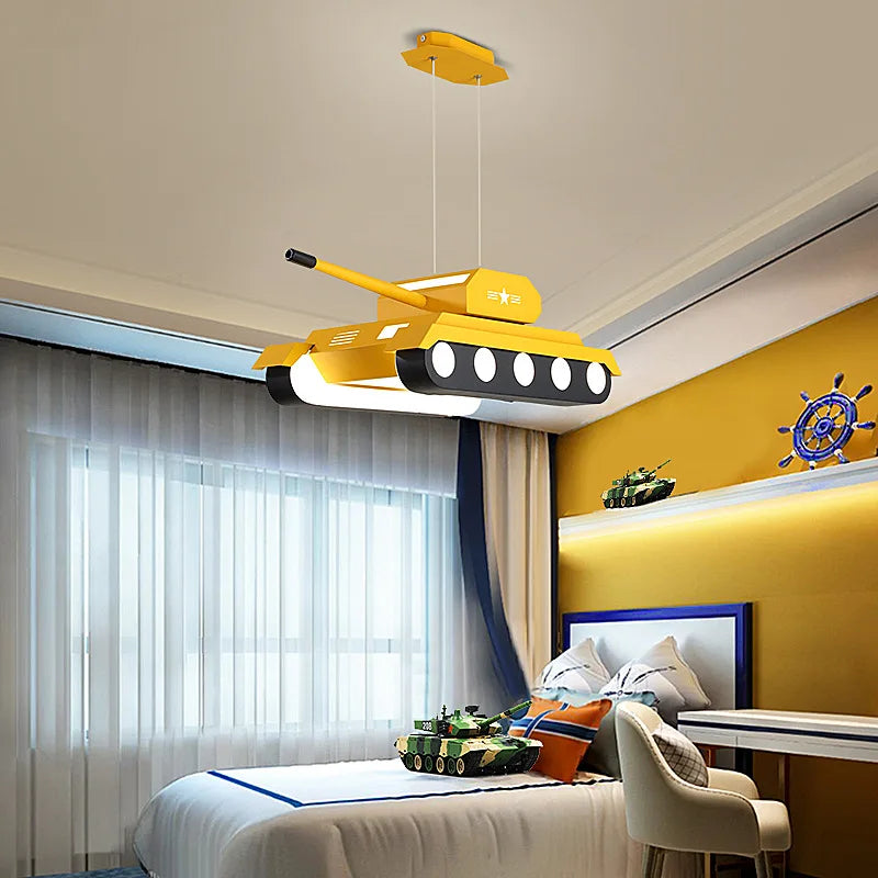 Suspension char militaire vert jaune contemporaine télécommande chambre salon étudié