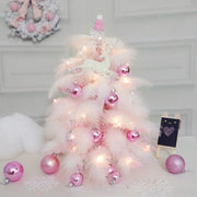 Sapin de Noël en plumes roses 45/60cm avec décorations bleues pour mini arbre de Noël