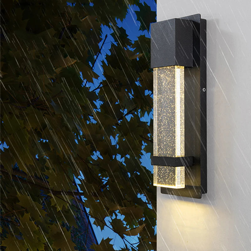 applique murale led moderne verre bulles aluminium noir éclairage extérieur jardin véranda