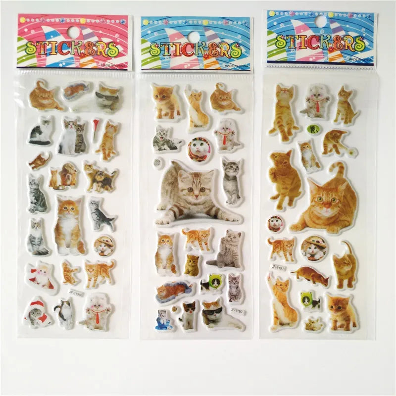 stickers adhésifs animaux dessin animé chat chien papillon dino transparent enfants craft cadeaux anniversaire