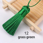 pompons soie polyester 5cm longueur 18cm corde noir rose rouge vert jaune bleu modernes