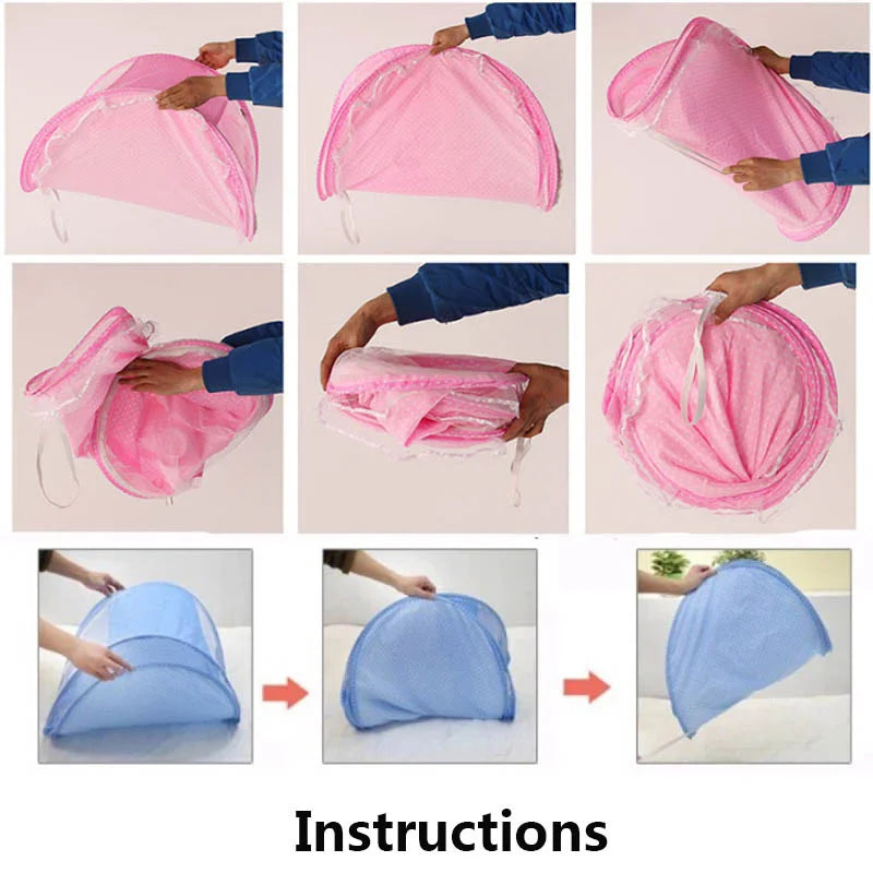 lit parapluie bébé ballons motifs franges transparent filet bleu rose matelas oreiller