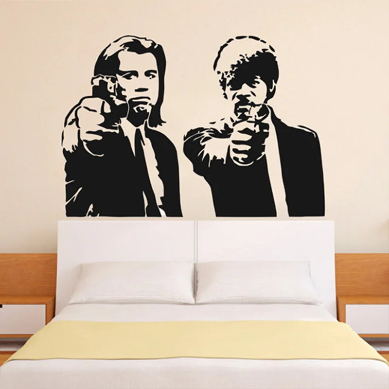 sticker mural noir personnages armes artiste deco intérieure silhouettes opacité classique chambre salon