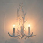 applique murale rustique blanc marron antilope branches naturelle ampoules led chambre salon