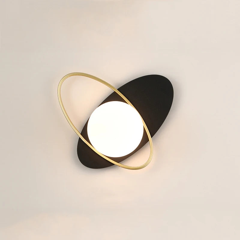 lampe murale moderne noir doré diffuseur blanc éclairage cuisine chambre salle manger entrée 21cm
