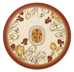tapis table rond protection anti dérapante pvc respectueux environnement beige marron fleurs stylisées élégant