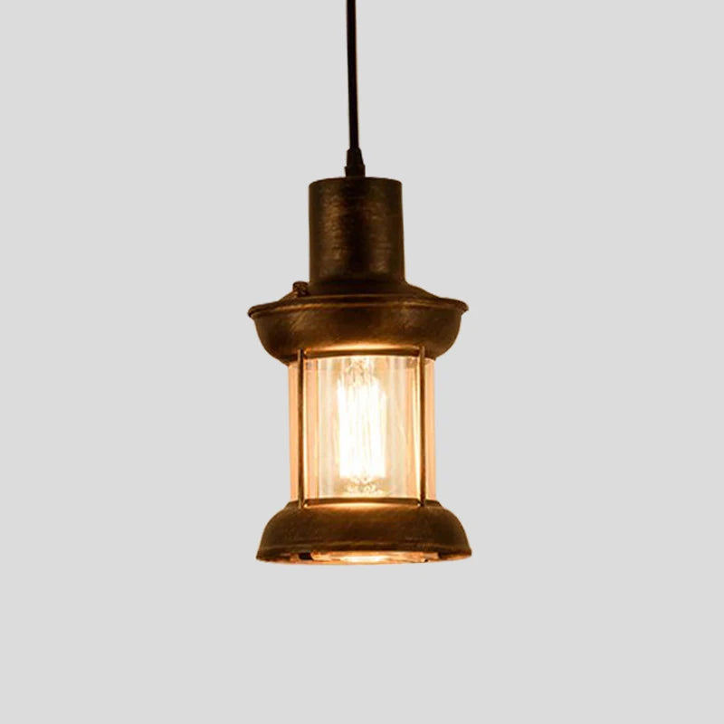 lampe suspendue industrielle vintage bronze verre translucent salle manger salon chambre