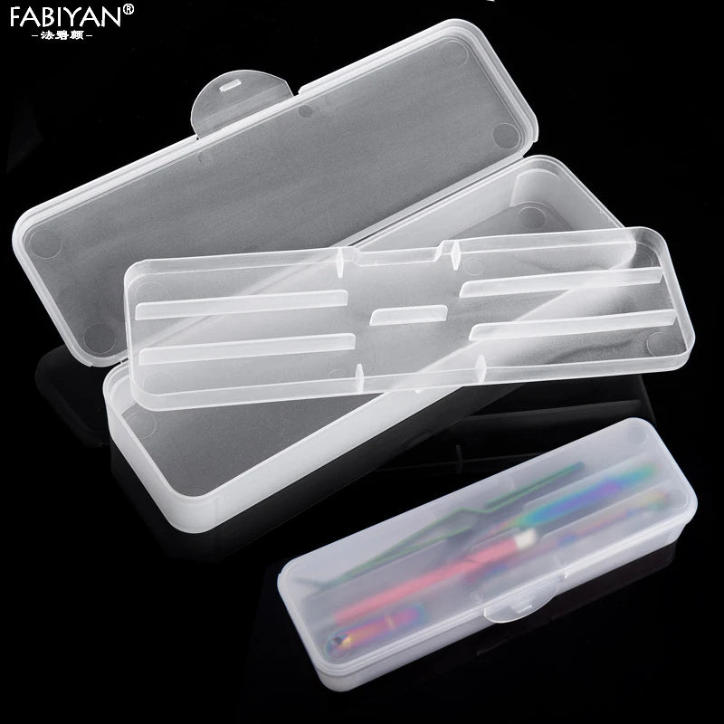 boîte rangement transparente nail art pinceaux outils manucure coupe ongles lime moderne minimaliste