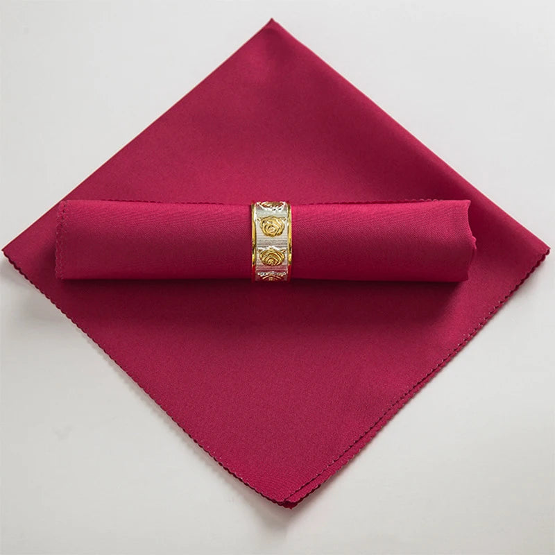 serviettes table pliées polyester 48x48cm orange vert beige gris violet marron rouge classique clips
