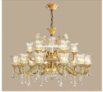 lustre cristal doré fleur transparent classique 18 bras suspension chambre salon